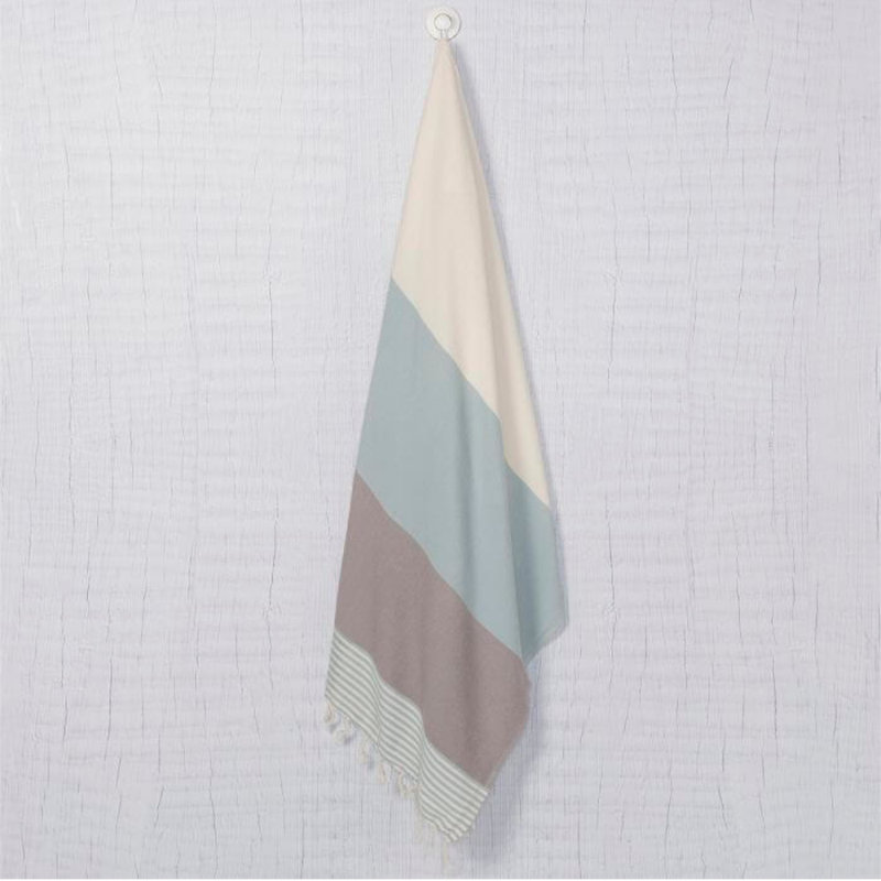Serviette de plage Malkhas Luxury, Bleu clair / beige