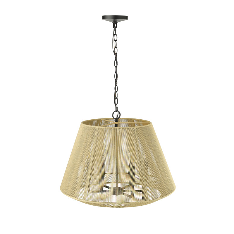 Luminaire suspendu unique en forme de dôme à 6 lumières Willeta, Noir mat