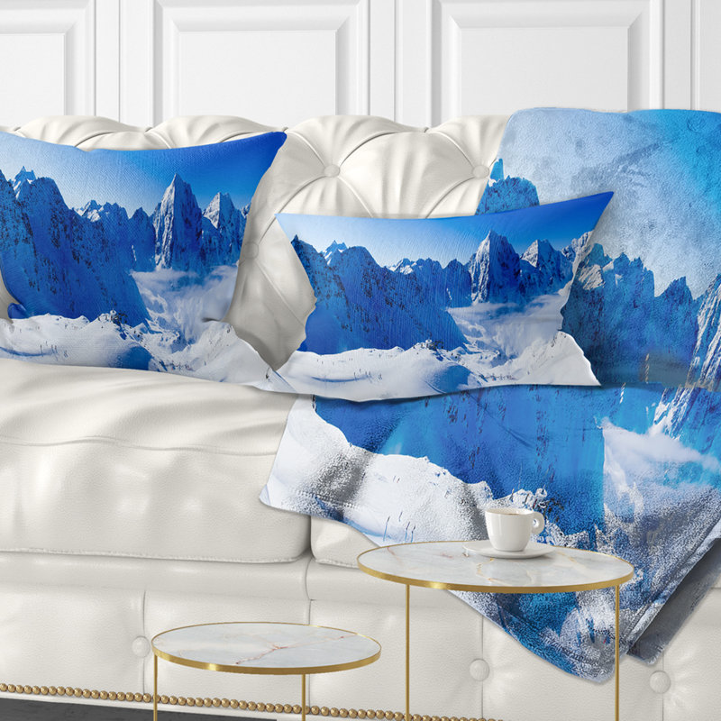 Coussin Blue Winter Mountains, Rectangulaire, 12 po x 20 po