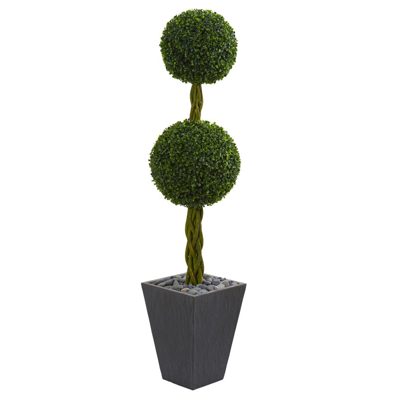 5 pi Double arbre artificiel topiaire buis en ardoise résistante aux rayons UV (intérieur / extérieur) r)