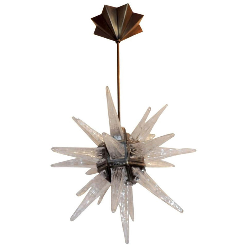Lustre étoile en bronze à 8 lumières Aniessa, Nickel, H 18 po x l 18 po x P 18 po, Givré texturé