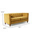 Causeuse capitonnée en velours à boutons, canapé 2 places à accoudoirs carrés avec pieds fuselés en bois, causeuse moderne de style Mid-Century