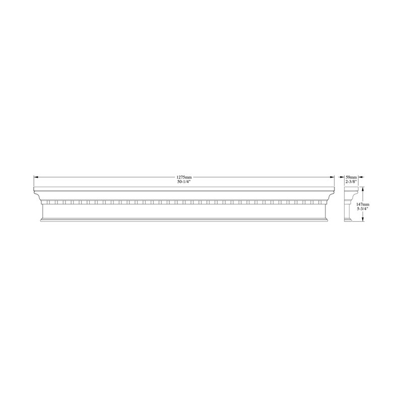 50.25"H x 7.75"W x 2.13"D Onlay Scroll