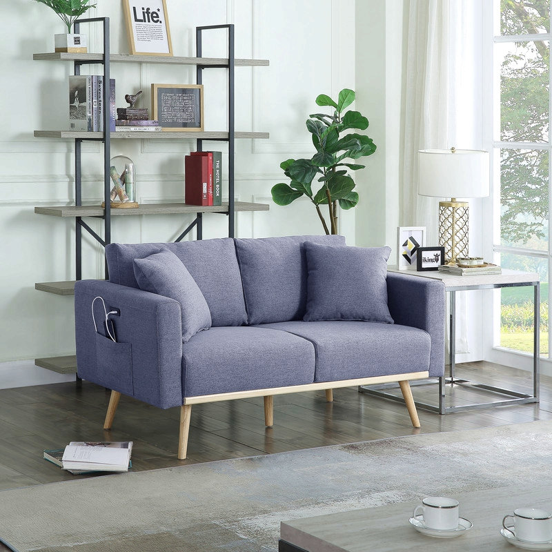 Causeuse Easton en lin et tissu gris foncé