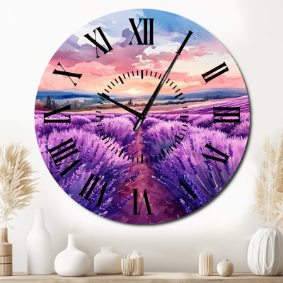 Horloge murale en métal Blush Provence Lavender Glow