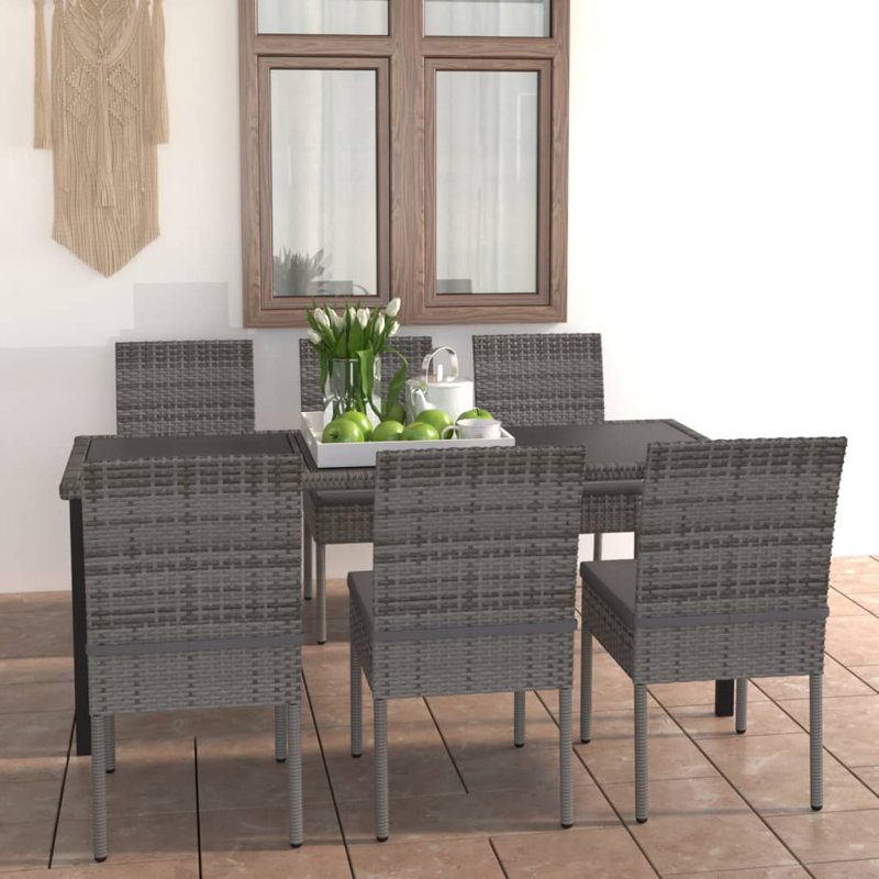 Ensemble repas pour 6 personnes avec coussins Jara, Blanc, Noir, l 27,6 po x L 70,9 po x H 28,7 po