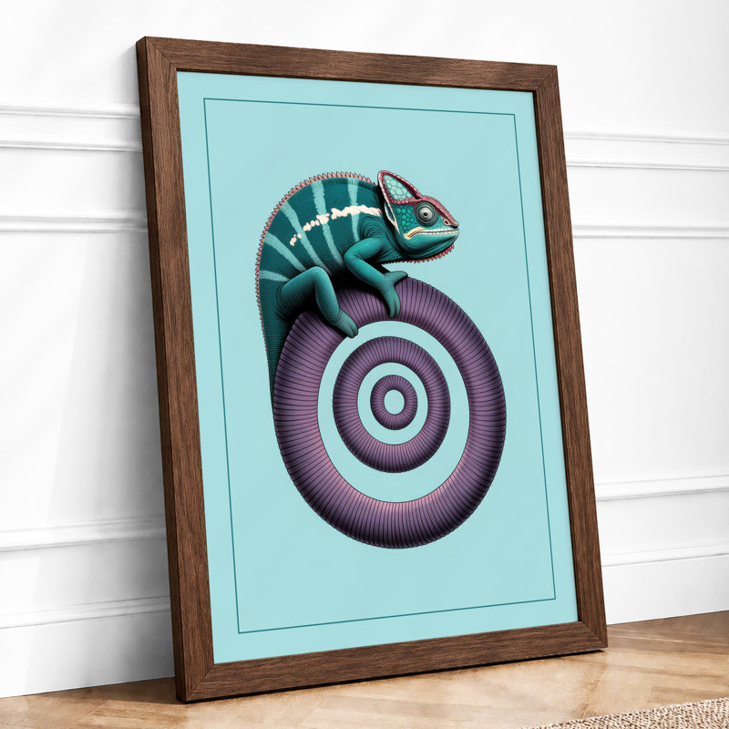 Chameleon on Spiral Surreal - Framed Print, Walnut, A3 - 42.0 x 29.7 cm
