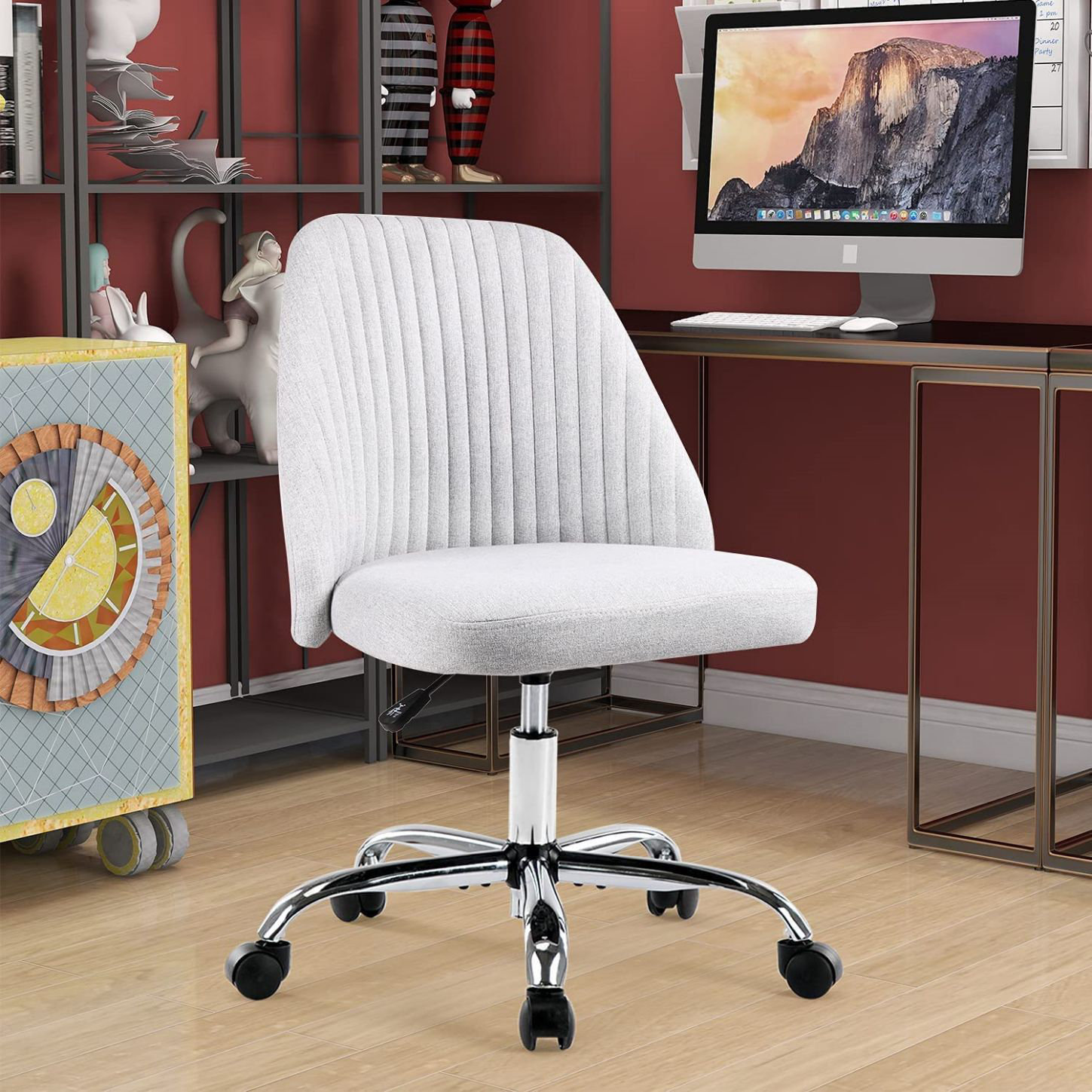 Armless upholstered best sale office chair