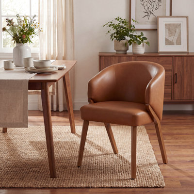 Upholstered Dining Chair with Wooden Legs