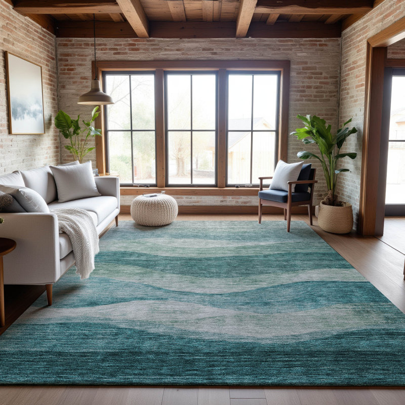 Premium Machine Washable Krause AMF1141 Swirls Rug, Rectangle 10 pi x 14 pi
