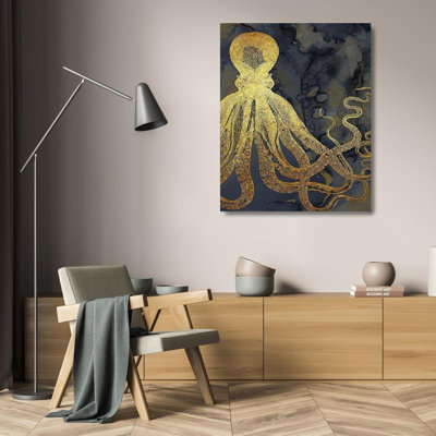 ArtDirect Zalewski, Christine Gallery Wrapped Canvas Art Titled: Octopus Ink Gold And Blue I