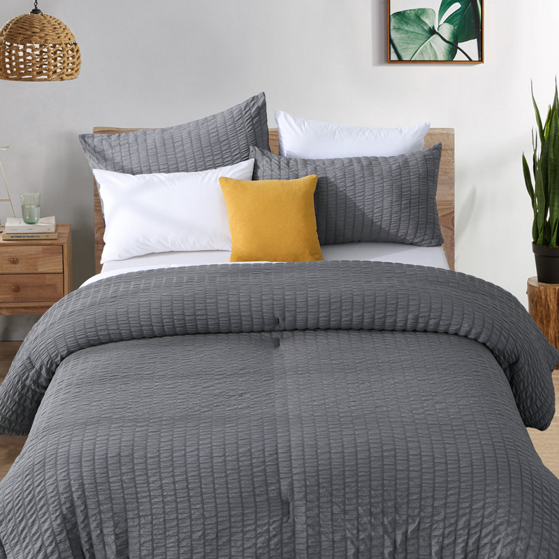 Ensemble d'édredon léger Suniya, gris, Édredon pour grand lit + 2 taies décoratives sta