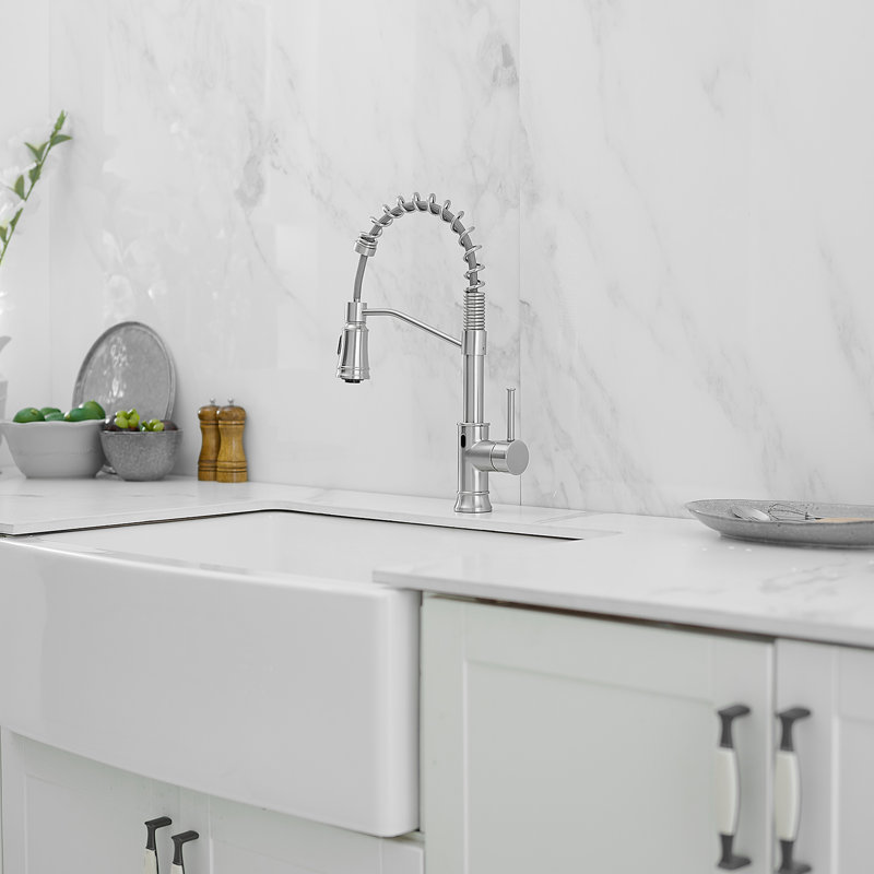 Automatic Smart Kitchen Faucet - Touchless With Long-Lasting Performance Brushed Nickel, Ceramic Filler, Brass For Kitchens Hands Smooth Flow Construction Sinks
