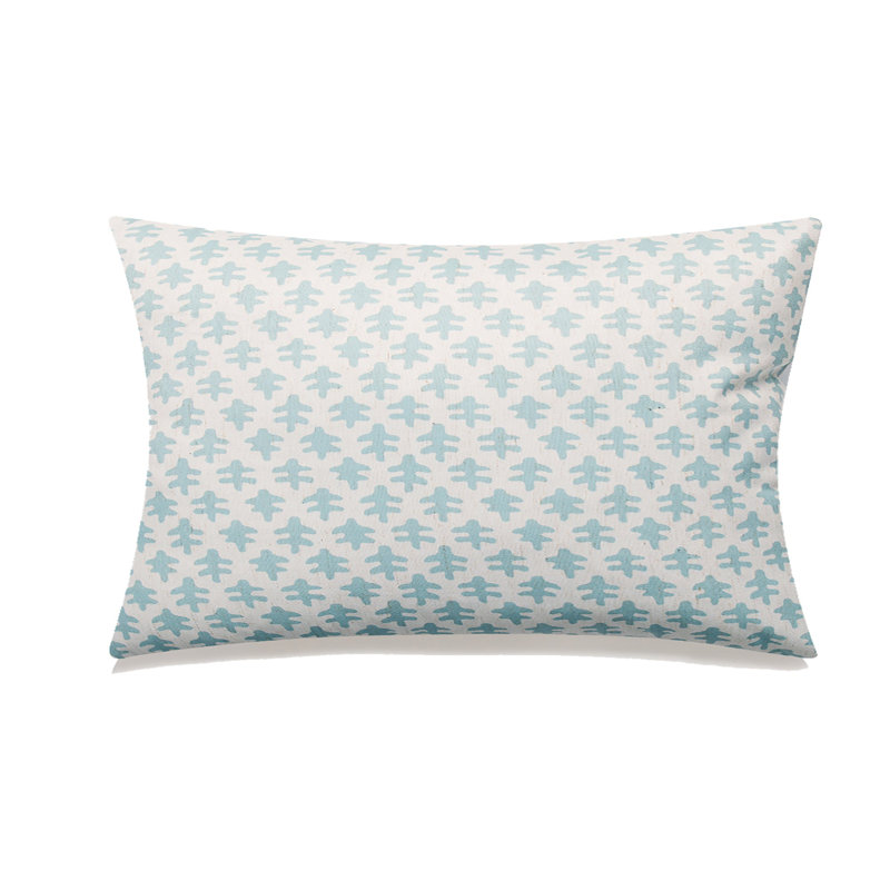 Leaves With Polyester Insert Pillow, Blue/White, 14"H x 20"W, Rectangle