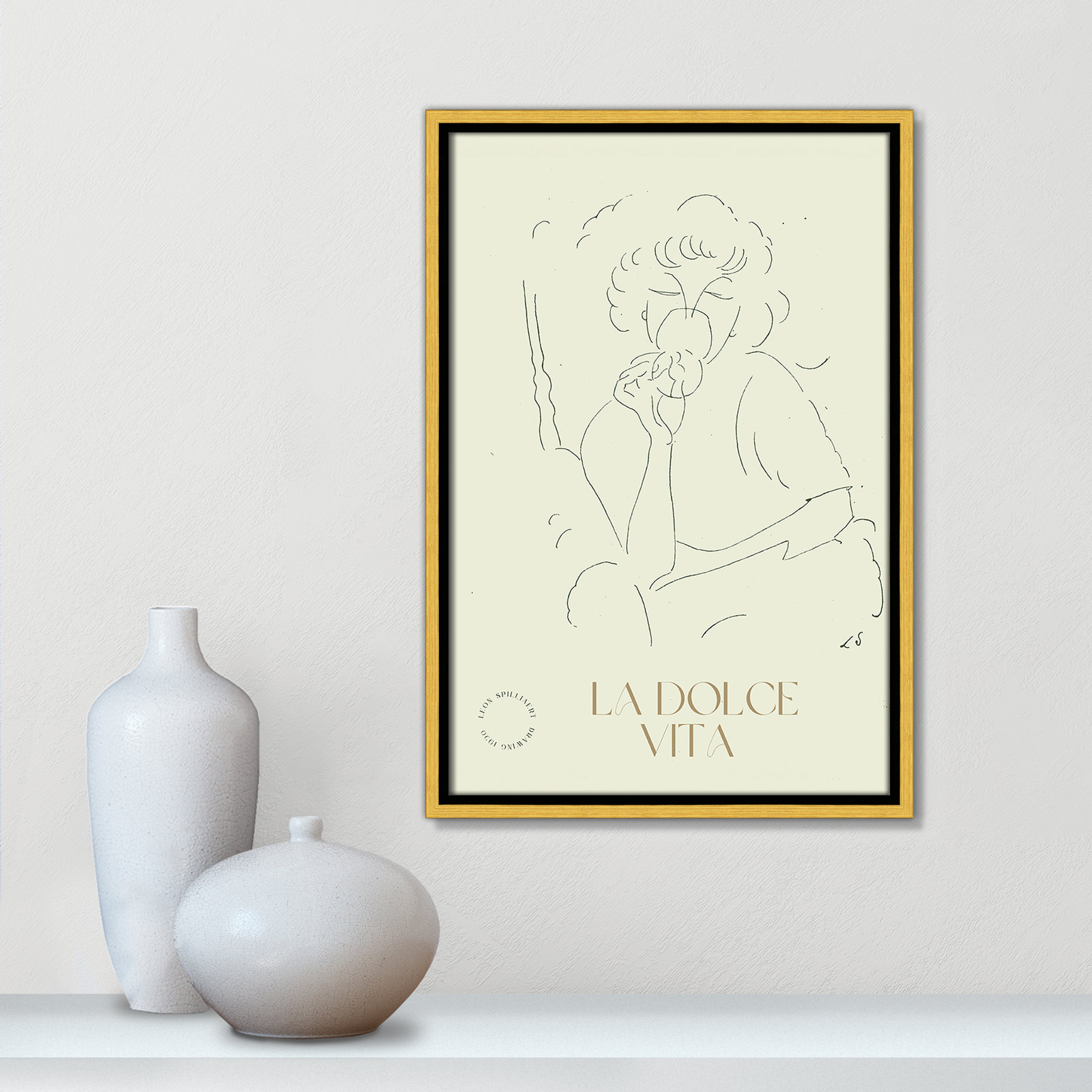 Dottie "La Dolce Vita" Print, 19.5" H x 13.5" W, Gold