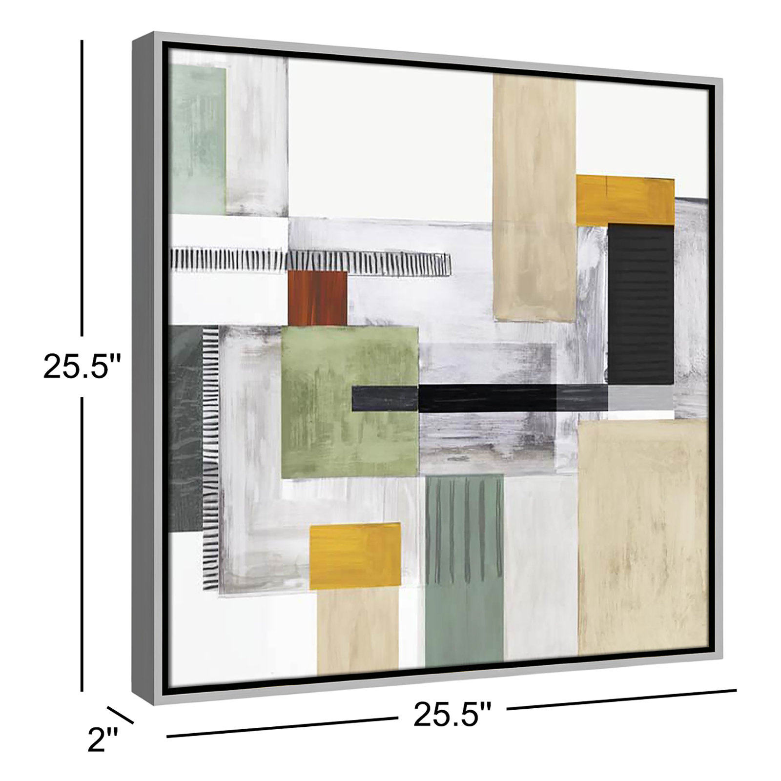 Playful Blocks Print, 25.5" H x 25.5" W x 2" D, Silver Floater Framed