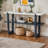 Narrow Console Table with Marble Effect Top, Retro Entryway Table with Open Shelf-1205398482