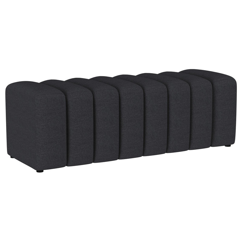 Fabric Upholstered Tufted Accent Bench, Gray, Charcoal