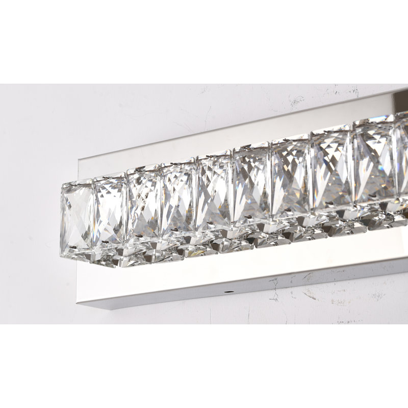 Applique murale Albarado à DEL en chrome avec détails en cristal, H 4,53 po x l 17,71 po x P 3,35 po