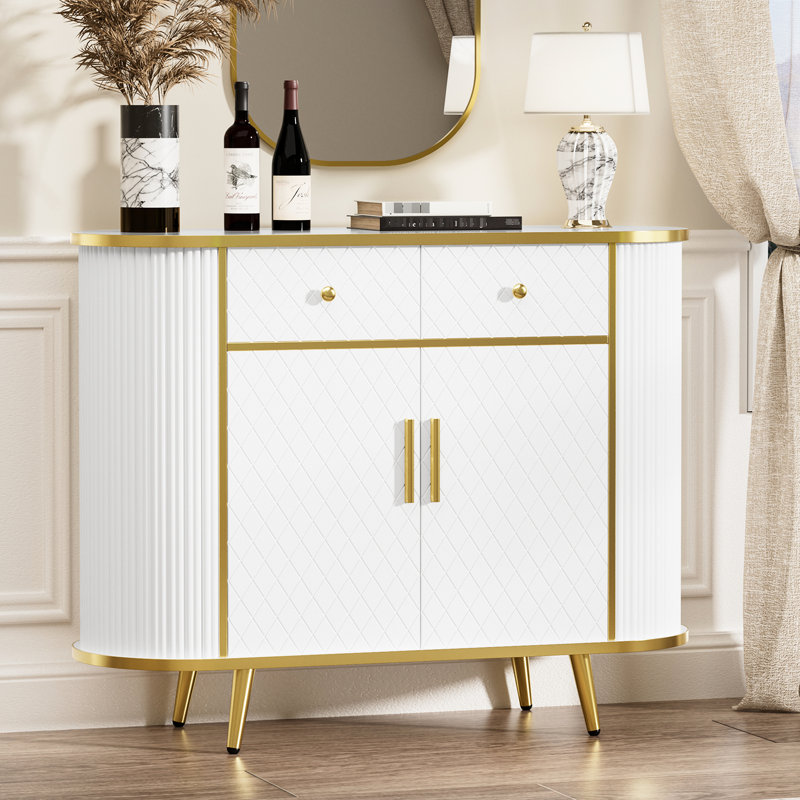 Buffet 43,3 po de style luxueux avec tablettes réglables, pour le salon / salle à manger