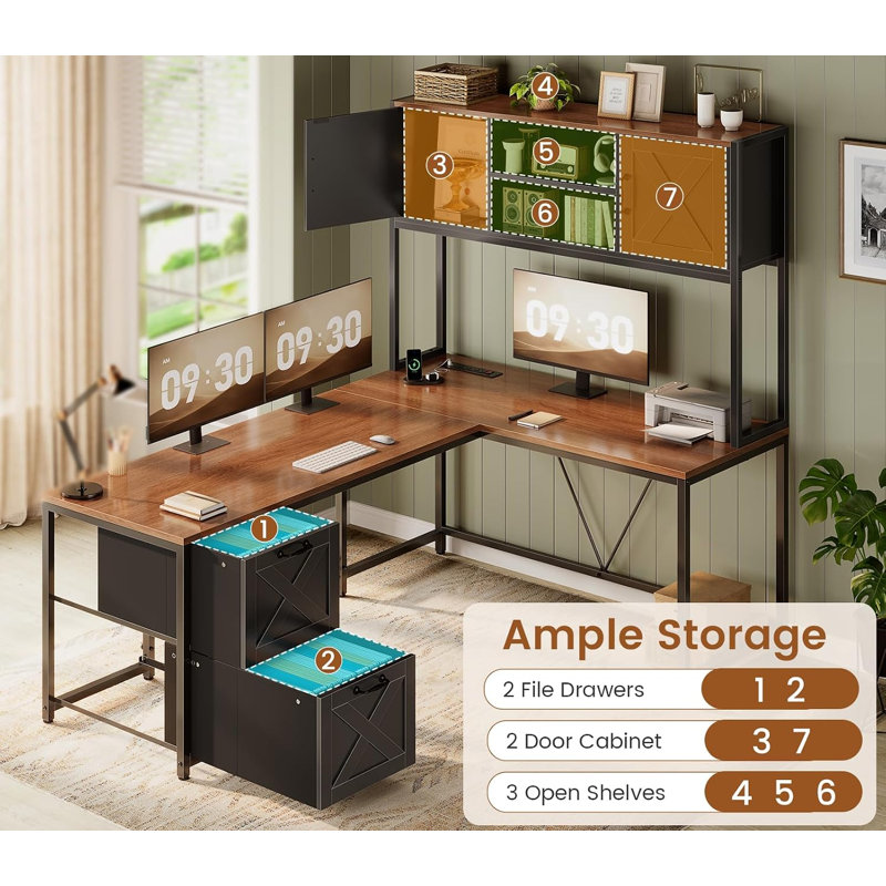 Bureau de jeu en L 62,2 po Farmhouse, Black