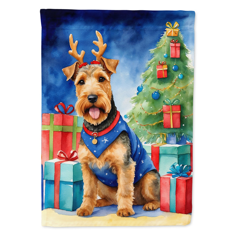 Drapeau de Noël maison de renne, Terrier gallois