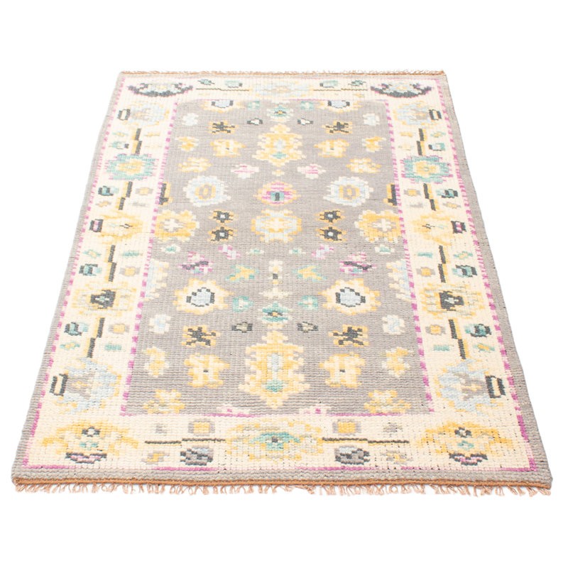 Tapis moderne gris Oushak 5 pi 0 po x 8 pi 0 po
