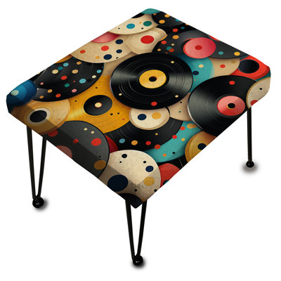 Repose-pieds vinyle années 70 - Repose-pieds rectangulaire Mid-Century