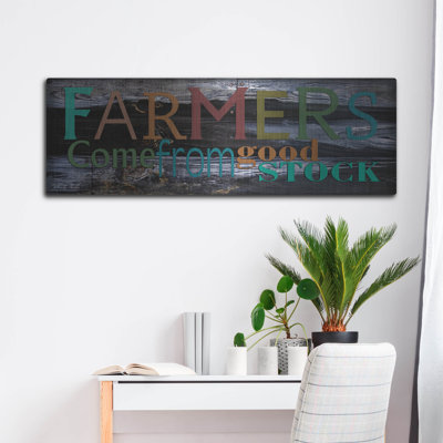 " Luxe Metal Art 'Farmer's Come From Good Stock' By Cindy Jacobs, Metal Wall Art, 48" X 16" " by Cindy Jacobs