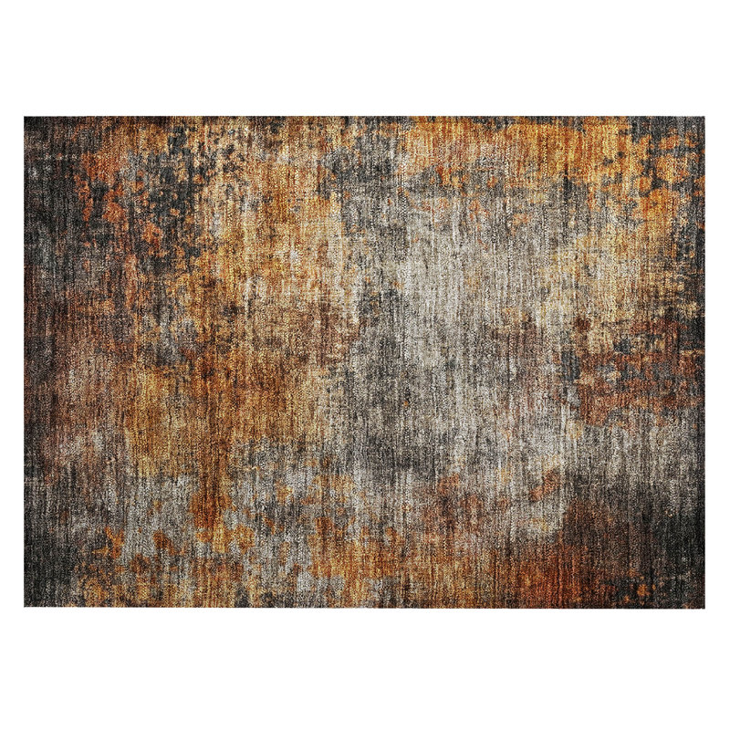 Addison Paprika Abstract Washable Synthetic Indoor/Outdoor Rug 1'8" x 2'6"
