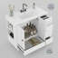Meuble-lavabo autoportant gris 36 po avec lavabo en céramique, 4 tiroirs et support de rangement latéral-1370870672