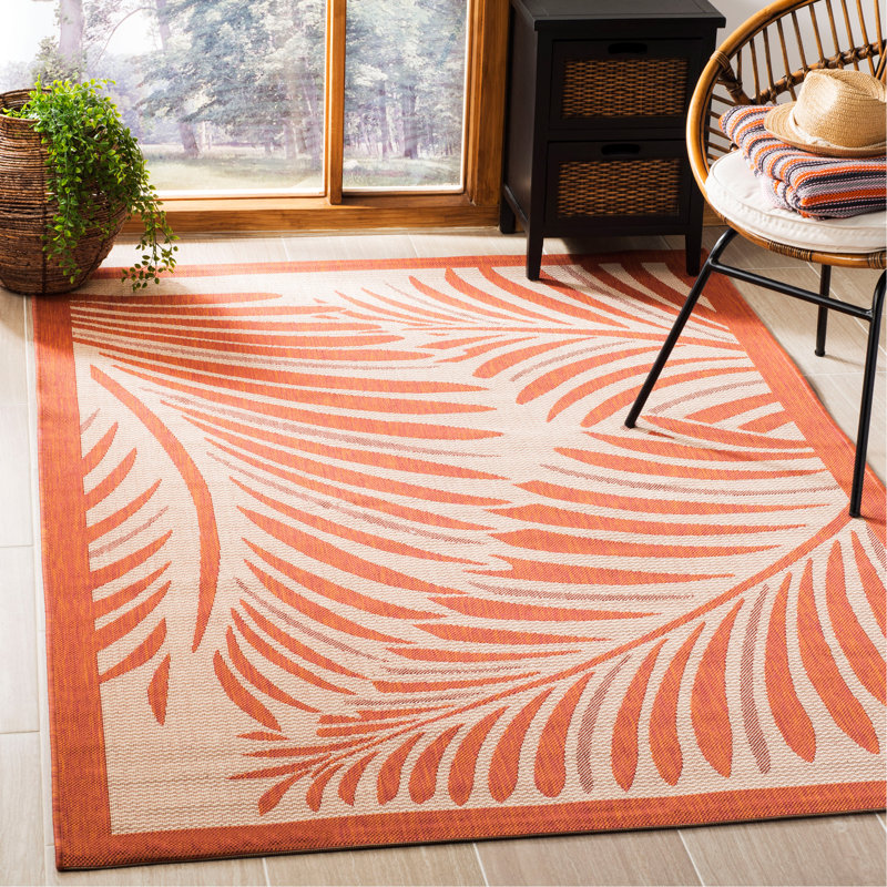 Tapis floral beige / terracotta, Rectangle 5 pi 3 po x 7 pi 7 po