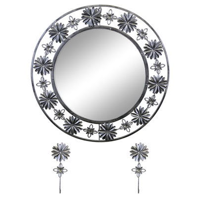 Floral Round Modern Entry Way Wall Mirror
