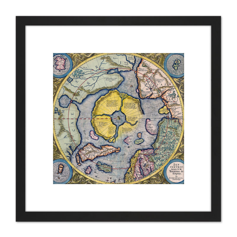 Map Mercator 1623 North Pole Arctic Pictorial Chart - Single Picture Frame Print