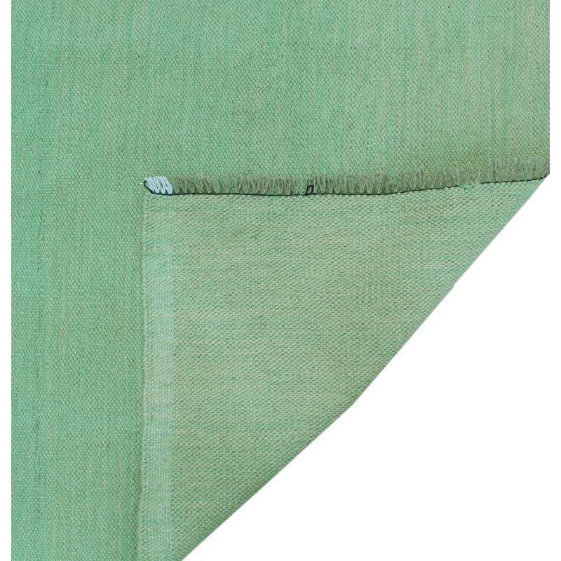 Tapis vert / bleu en laine fait à la main Ames