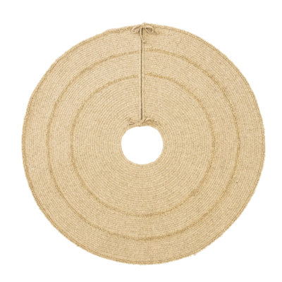 Cozy Natural Wool Stripe Holiday Tree Skirt