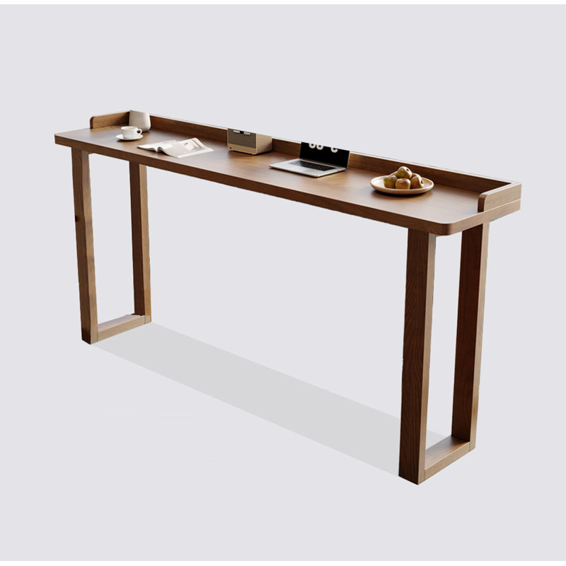 Table de bar moderne en bois massif minimaliste avec bandes de protection des bords, H 41,34 po x L 78,74 po x l 15,75 po