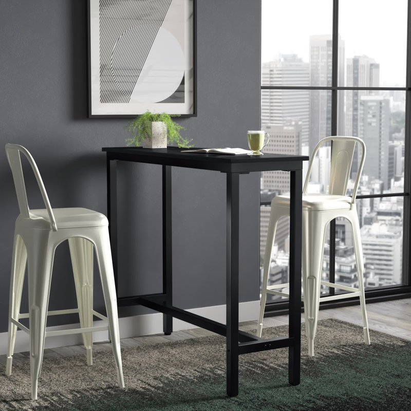 Metal Base Dining Table, Rustic Brown