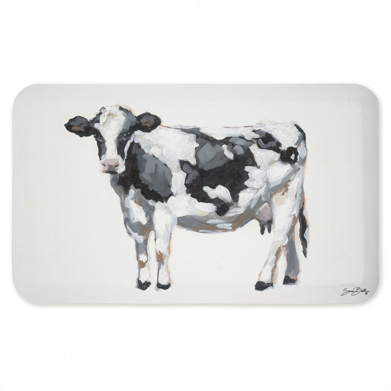 Tapis de sol anti-fatigue Simple Farmhouse Cow, design par Sara Baker, 30 po x 18 po, Vache campagnarde simple