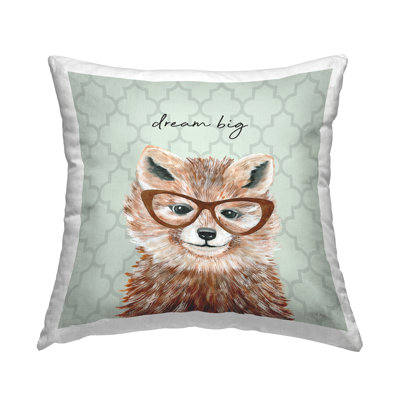 Dream Big Fox Trellis Pattern Printed Throw Pillow Design By Cindy Jacobs