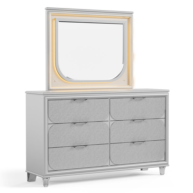 Commode 6 tiroirs avec miroir Merlyne
