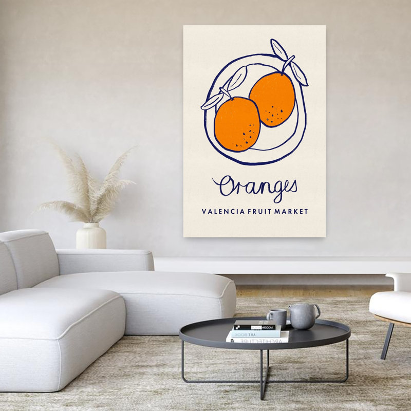 «Valencia Market Oranges Organic Retro Rustic Fruit Summer», art mural, H 60 po x l 40 po