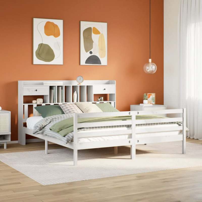 Ludowici Solid Wood Bed, White, 90 cm W x 190 cm L
