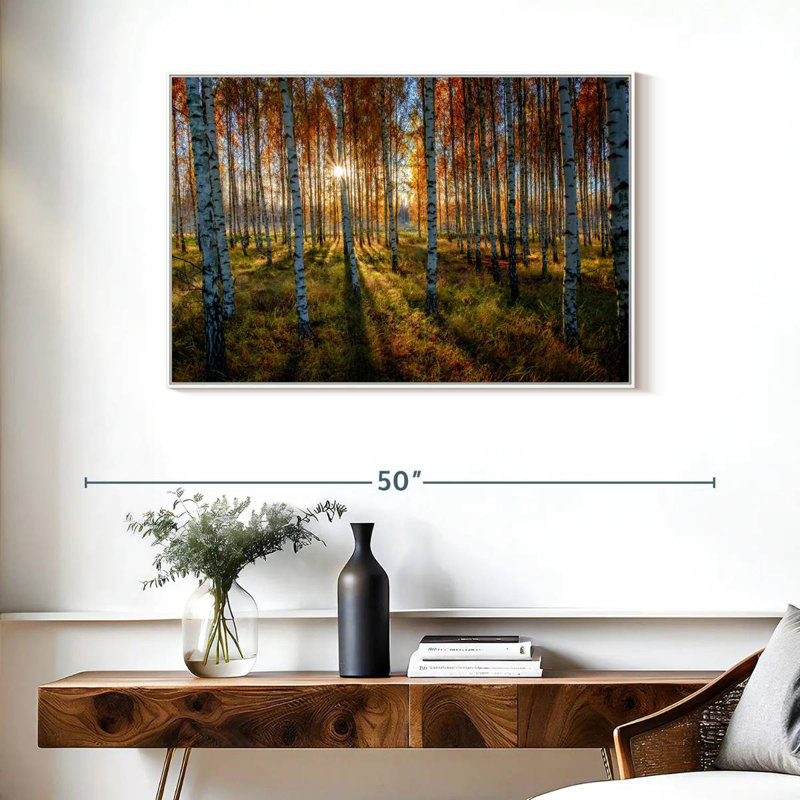 Forêt de bouleaux suédois, Cadre flottant blanc, 37 po x 25 po