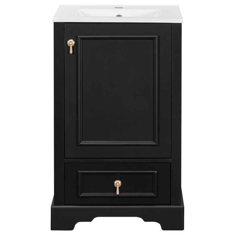 Meuble-lavabo de 20 po avec comptoir en céramique, Noir, noir, noir, noir