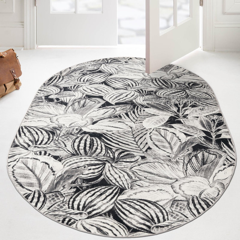 Tapis gris anthracite, Ovale 4 pi x 6 pi
