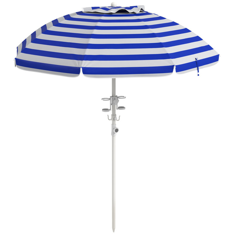 Parasol de plage portatif Outsunny, Bleu / blanc