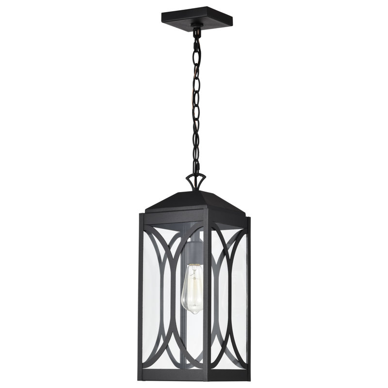 Lanterne suspendue 1 lumière Esmeray - Noir mat avec verre transparent
