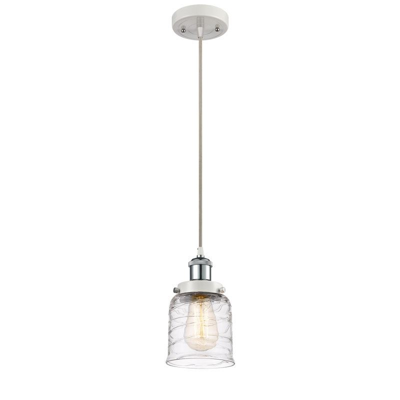 Luminaire suspendu en forme de cloche à 1 lumière Bonnetsville, Blanc / chrome poli