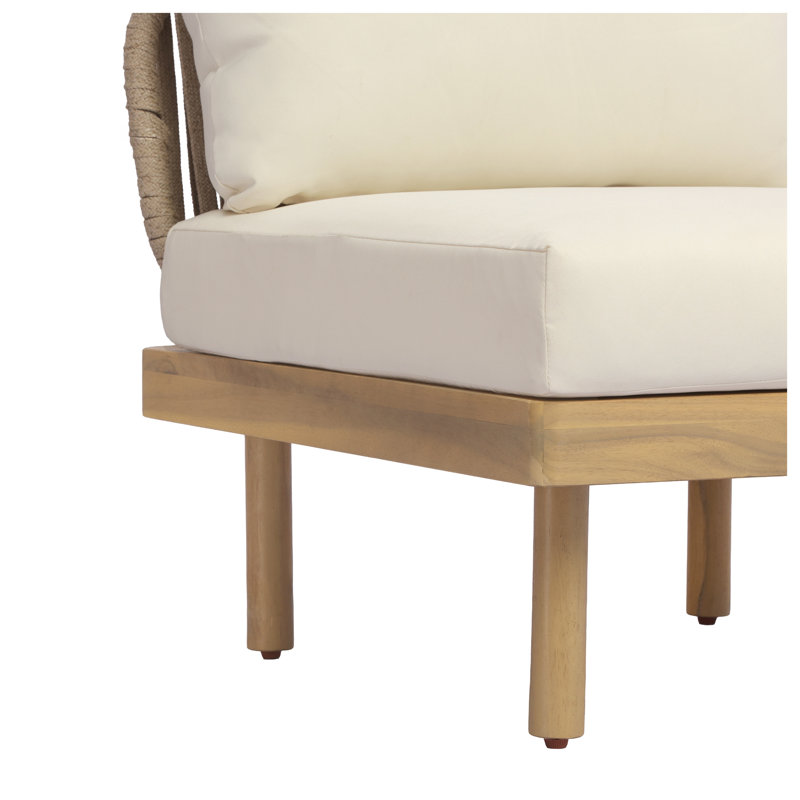 Ensemble de canapé modulaire d'extérieur en forme de L 6 pièces avec structure en bois d'acacia et coussins résistants à l'eau